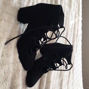 Black lace up booties